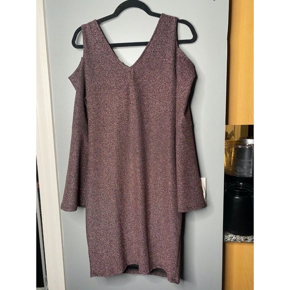 Pink Blush Maternity cold-shoulder lined evening dress bell sleeves large NEW‎ - Picture 4 of 4